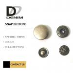 22L Antique Brass Brushed Metal Snap Buttons Custom Press 4 Part Button