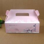 Folding Pink Paper Cake Packaging Box With Handle , Custom Design Cake Box for sale