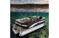 China 100HP Max Horsepower Pond Pontoon Boat Seagrass / EVA Floor Design Option supplier