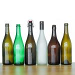 Glass Wine Bottle 750ML Amber Green Transparent Empty Round Belly Shape for sale