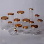 Honey 750ml Clear Round Plastic Jar With Gold Screw Lid