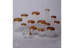 China Honey 750ml Clear Round Plastic Jar With Gold Screw Lid supplier