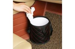 China Lightweight Mini Car Trash Can , Waterproof PU Leather Car Waste Container supplier