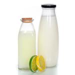 Recyclable Glass Milk Jug Bottle 500ml With Straw Hole Aluminum Lid for sale