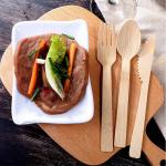 17CM Biodegradable Disposable Bamboo Fork Cutlery Take Out Napkin Kit