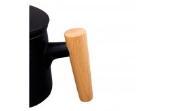 China Ceramic Wood Handle Frosted Retro Tea Cup With Separator supplier