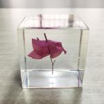 Cubic Flower Paperweight With Dandelion Inside Embed Processing