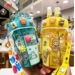Double Straw Bottle Transparent Eco Friendly Double Layer Plastic Water Milk Bottle for sale