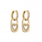OEM Rainbow Heart Gold Pendant CZ Gold Plated Hoop Earrings for sale