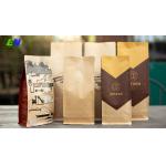 Flat Bottom Kraft Paper Bag Kraft Paper Packaging For Coffee Bean With Valve for sale
