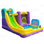 Polyester Oxford Inflatable Purple Yellow Blue Slide With Toss Play