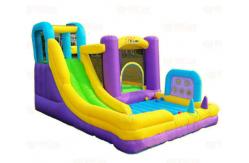 China Polyester Oxford Inflatable Purple Yellow Blue Slide With Toss Play supplier