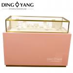 Fashion Nice Pink Wooden Jewellery Showroom Counter With Locking Bottom Cabinet for sale