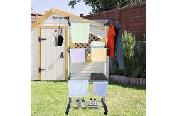 China Stainless Steel 3 Tier Blue Folding Laundry Drying Rack With Two Side Wings supplier