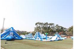 China Blue White Giant Sea Inflatable Water Slide Water Park Obstacle Course supplier