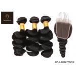 16inch Loose Wave Human Hair Bundles With Closure Shedding Free for sale
