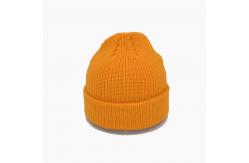 China Custom Yellow Knit Beanie Hats 58CM For Winter Unisex Adult supplier