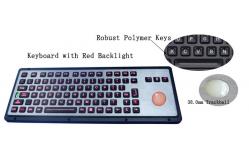 China Industrial Metal Keyboard  with Backlit Trackball Robust IP65 Panel Mount supplier