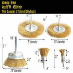 1 / 4 Inch Shank Brass Wire Wheel Brush Set Crimped For Drill