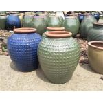Flower Blue Glazed 62cmx78cm Rustic Outdoor Plant Pots for sale