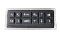 China black 12 keys silicone industrial keypad with green backit USB interface supplier