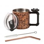 12oz Double Walled Copper Coffee Mug Stainless Steel Tumbler With Handle for sale