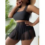Polyester Large Size Ladies Swimwear High Waist Plus Size Two Piece Bathing Suits for sale