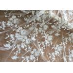 Rich Beaded Flower Net Fabric With Sequins , Bridal Lace Fabric By The Yard