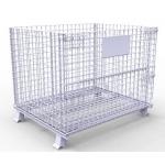 China Heavy duty galvanized wire metal storage cage folding wire mesh container for stacking storage manufacturer