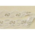 China ODM white bridal lace trim Flower embroidered Botanical paillettes translucent for sale