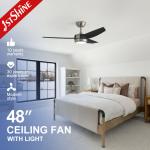 Home Office LED Ceiling Fan with Light Low Noise 3 Plastic Blades Tavan Pervanesi for sale
