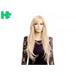 High Temperature Fiber Natural Long Straight Synthetic Wigs 120% Density for sale