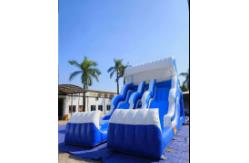 China Waves Water Two Inflatable Slides White And Blue With Two Pool supplier