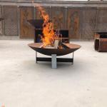 100cm Corten Steel Fire Pit And Water Bowl Garden 0.6m Backyard for sale