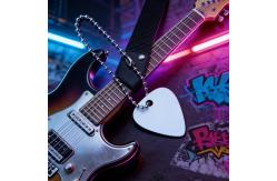 China Double Sided Metal Sublimation Guitar Pick With Chain personalized guitar picks supplier