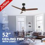 Natural Wood Blade AC Inverter Remote LED Ceiling Fan For Home Hotel for sale