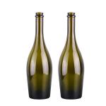 Champagne Shaped Glass Wine Bottle Empty Antique Green Wine Packaging 750ml for sale