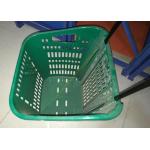 Red Plastic Basket Carts With Wheels Supermarket / Vegetable Shopping Basket for sale