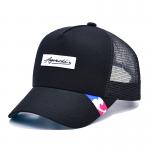 Solid Black Mesh Trucker Hat Custom Curved Brim 5 Panel Trucker Cap for sale