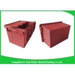 Warehouse Nestable Plastic Tote Boxes / stackable bins with hinged lids