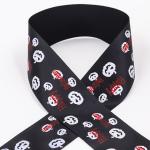 Custom 1-1/2 Black Color Satin Silk Screen Print Ribbon Design for sale