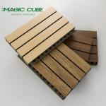 Eco-friendly Interior Slats Pet And Wooden Soundproof Grooved Acoustic Wall Panel for sale