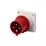 4 Pole 32 Amp 380V IP44 Industrial Panel Mounted Plug Dustproof for sale