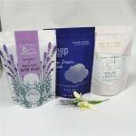 skincare packaging bag/hologram foil stand up bath salt packaging with window for sale