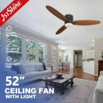 Dimmable 6 Speed 52in LED Ceiling Fan With 3 Solid Wood Blades for sale