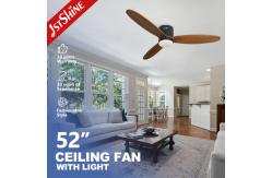 China Dimmable 6 Speed 52in LED Ceiling Fan With 3 Solid Wood Blades supplier