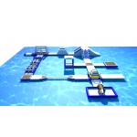 PVC Tarpaulin Inflatable Obstacle Course Water Park Blue And White Customized for sale