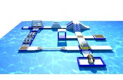 China PVC Tarpaulin Inflatable Obstacle Course Water Park Blue And White Customized supplier