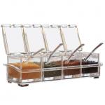Kitchen 4 Pieces Clear Acrylic Spice Box For Seasoning Condiment Storage for sale