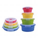 OEM Microwavable Collapsible Silicone Bento Box With Airtight Lid for sale